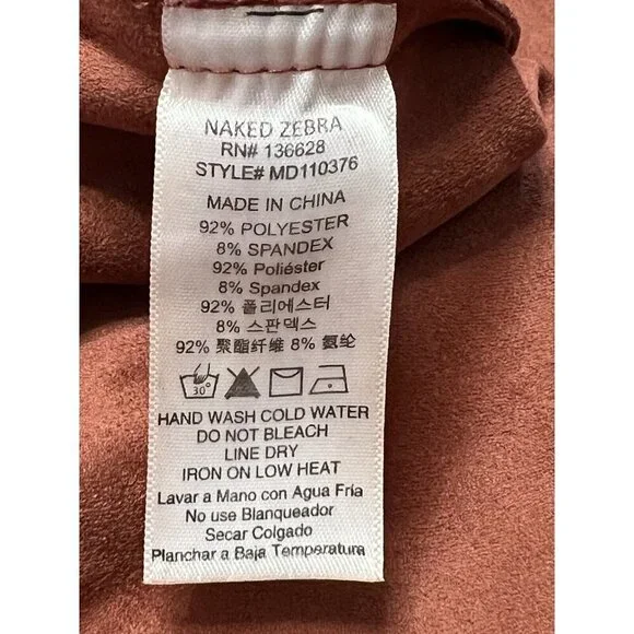 Naked‎ Zebra Faux Suede Short Dress Size S Rust Orange S/S Front Hip Pockets - Picture 6 of 11